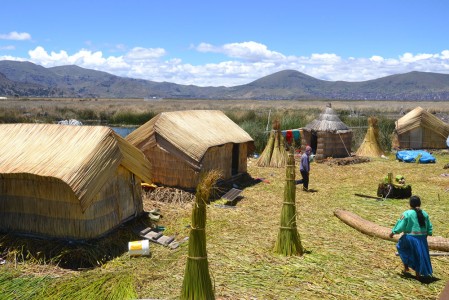 Housing on one of the Uros Islands