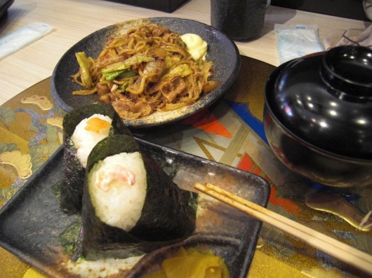 Onigiri lunch at restaurant specialised in onigiris