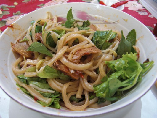 Classic cao lau noodle dish in Hoi An