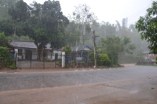 Heavy monsoon rain in Laos