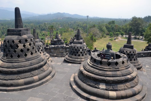 Seen from the top of the Borobudur temple