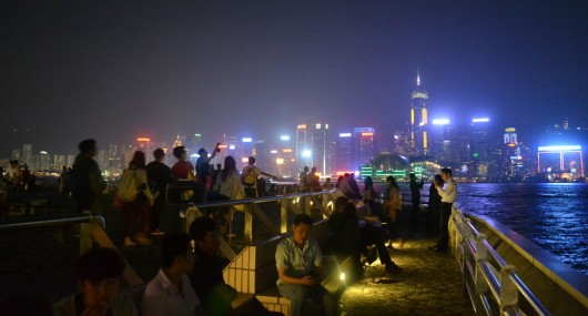 People gathering at the Kowloon waterfront