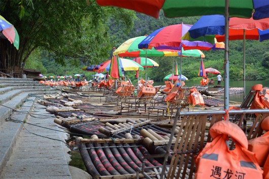Plenty of rafts lined up for tourists