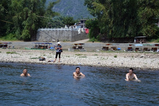 Locals cooling down in the water