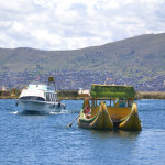 Old vs new boats on Lake Titicaca