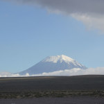 Peruvian mountain in the distance that reminds me of Mt Fuji (Japan)