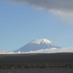 Peruvian mountain in the distance that reminds me of Mt Fuji (Japan)